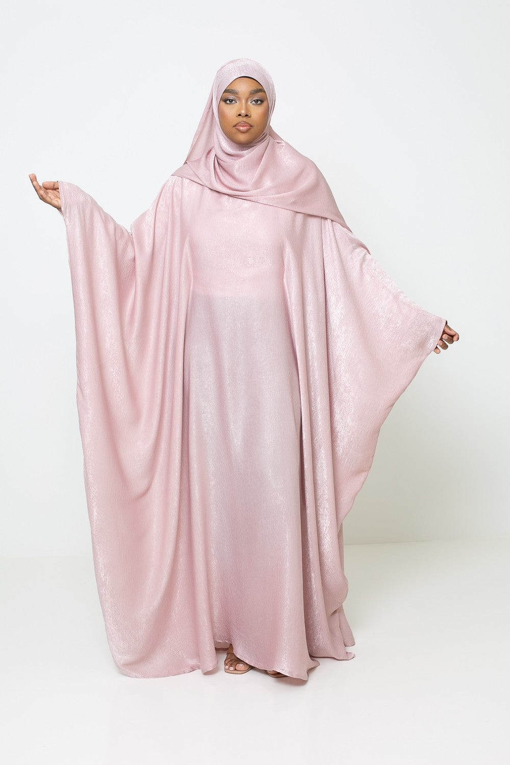 Abaya velvet rose poudré
