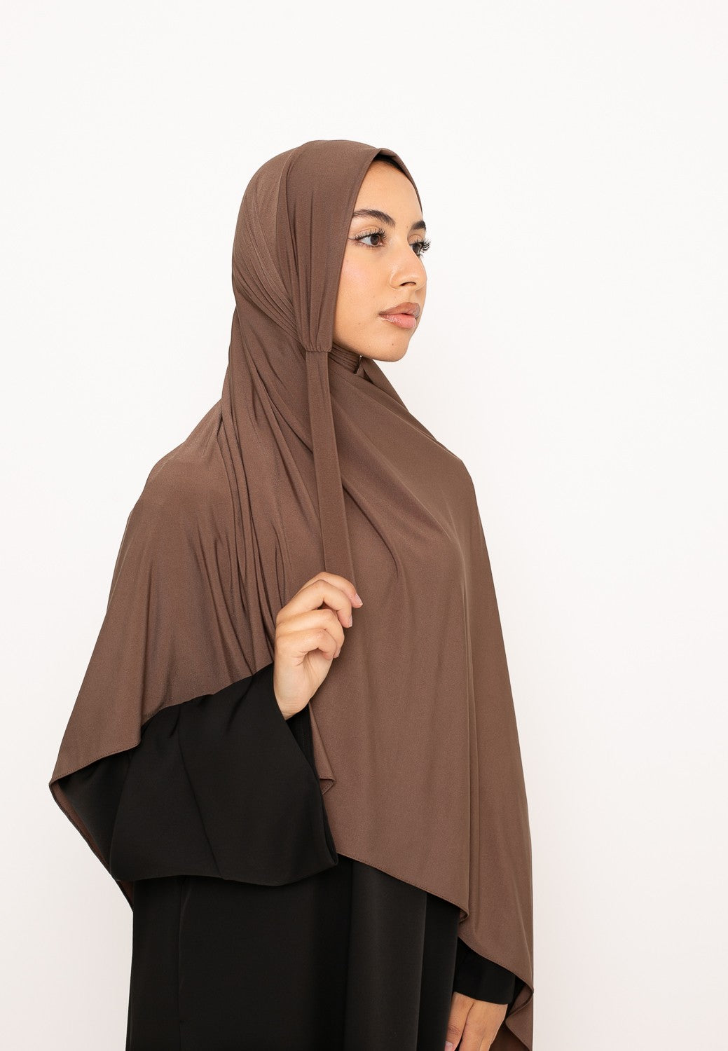 Hijab prêt à nouer Jersey premium taupe marroné